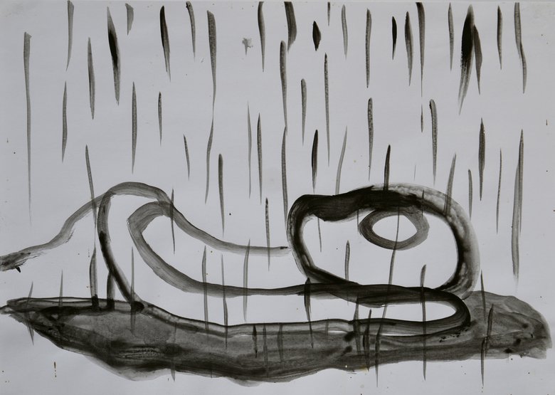 Emma Woffenden: Second Wall of Drawings., Exhibited at: Drawing the Unspeakable.. Bloated in the Rain. 2007 Gouache on paper. 21 x 29.5cm. 