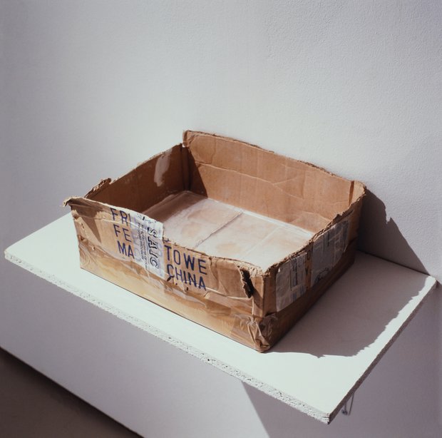 Emma Woffenden: Solo show, Barrett Marsden Gallery, 2001. Crystal inside Cardboard Box. 20×40×30cm Cardboard, glass