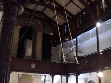 Emma Woffenden: Denied pleasure. No Horizon, part 1, 2003. This environment was inspired by gymnasiums. Starting with looking at bell ringing which became a sport.