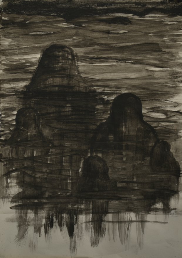 Emma Woffenden: Second Wall of Drawings., Exhibited at: Drawing the Unspeakable.. Dead family. 2007 Ink or paint on paper. 58.5 x 41.5cm.