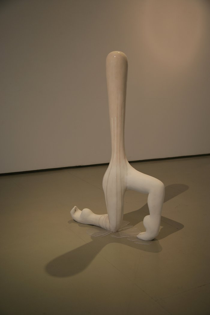 Emma Woffenden: Elephant Revenge Exhibition, 2012. Lunge. jesmonite, polystyrene and resin. dimenions approx 120x90x40cms. In the Anthony Shaw collection York City museums and art gallery.