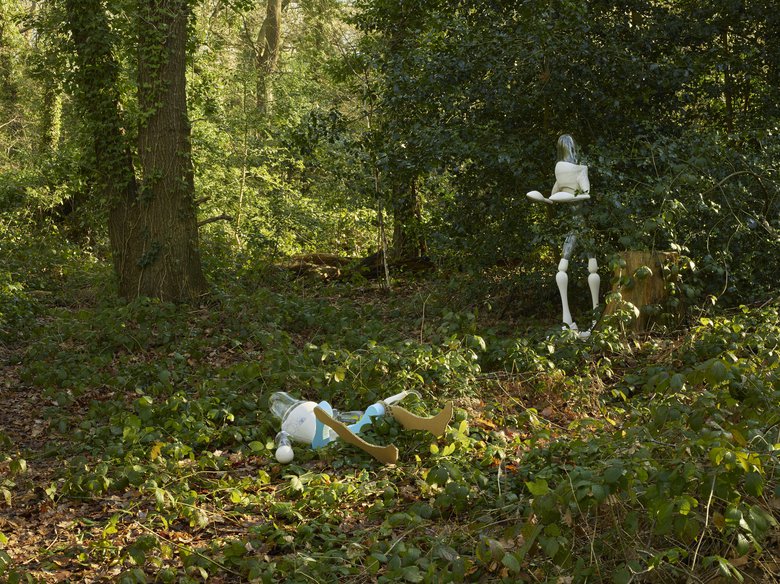 Emma Woffenden: Fell, 2019. Fell sculptures photographed in the woods by Angela Moore