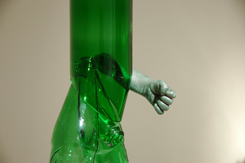 Emma Woffenden: Figurative work made from glass bottles, 2006. Heshe, detail