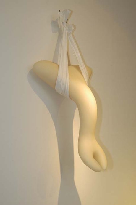 Emma Woffenden: Solo show, Barrett Marsden Gallery, 2004. Ivory limbs hanging, 2004
107 × 54 × 36 cm
Wax, cotton sheet