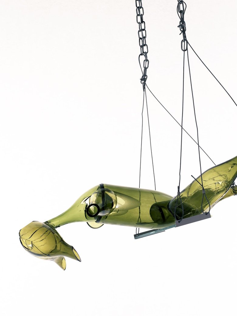 Emma Woffenden: Figurative work made from glass bottles, 2009.