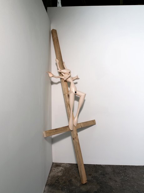 Emma Woffenden: Figurative work made from glass bottles, 2009. Sister
240 × 102 × 80 cm
Wood, glass bottles, paint